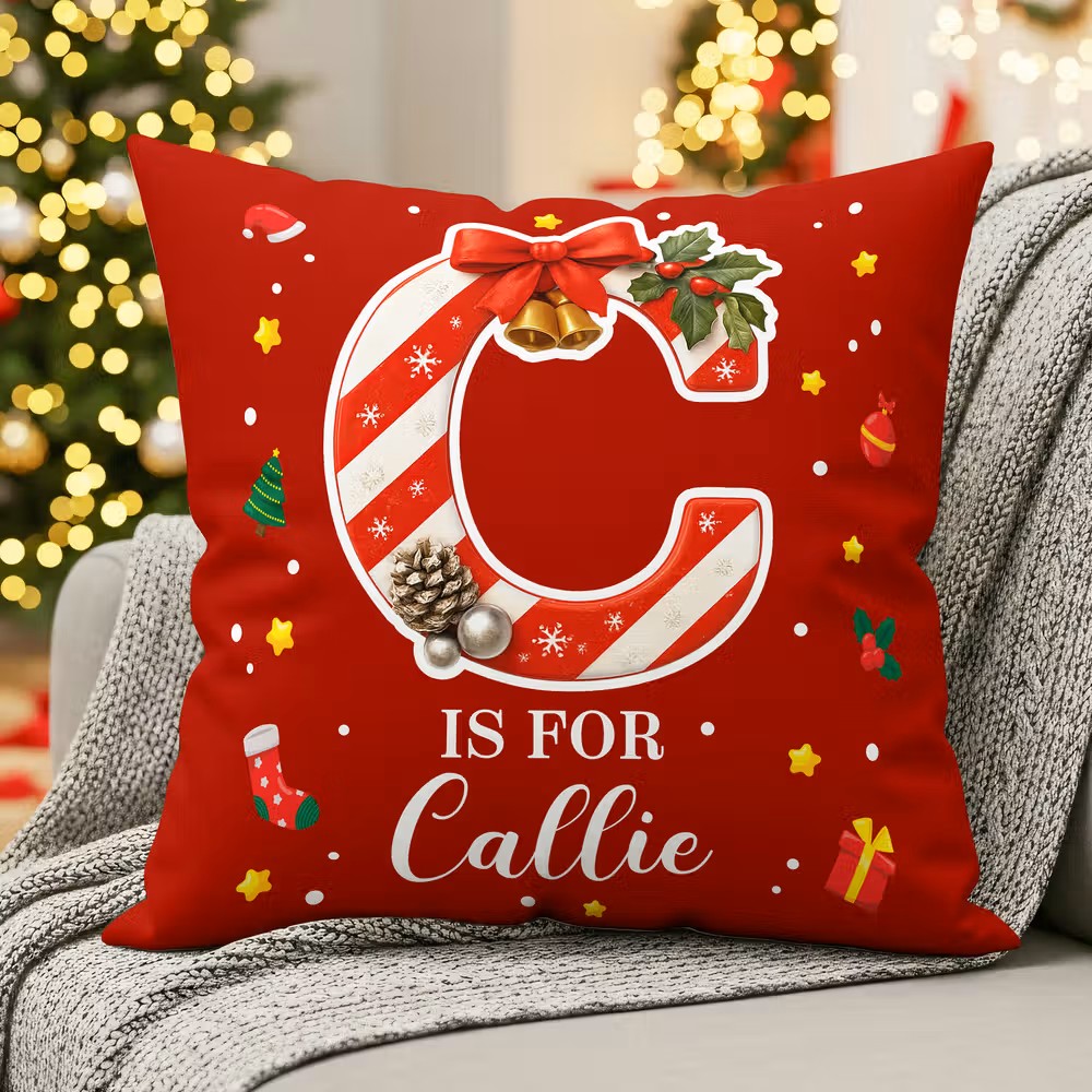Luo joulun taikaa kotiin: Personoitu Candy Cane -joulutyynynpäällinen omalla nimellä