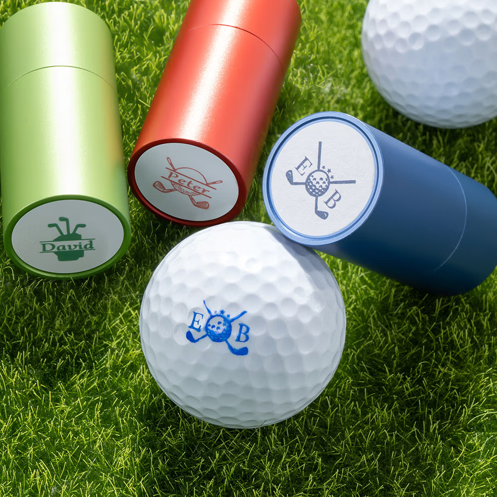 Personoitu kirjain golfpallon leimasin metallinen säilytyslaatikko täydellinen syntymäpäivälahjaksi ja isänpäivälahjaksi golfareille