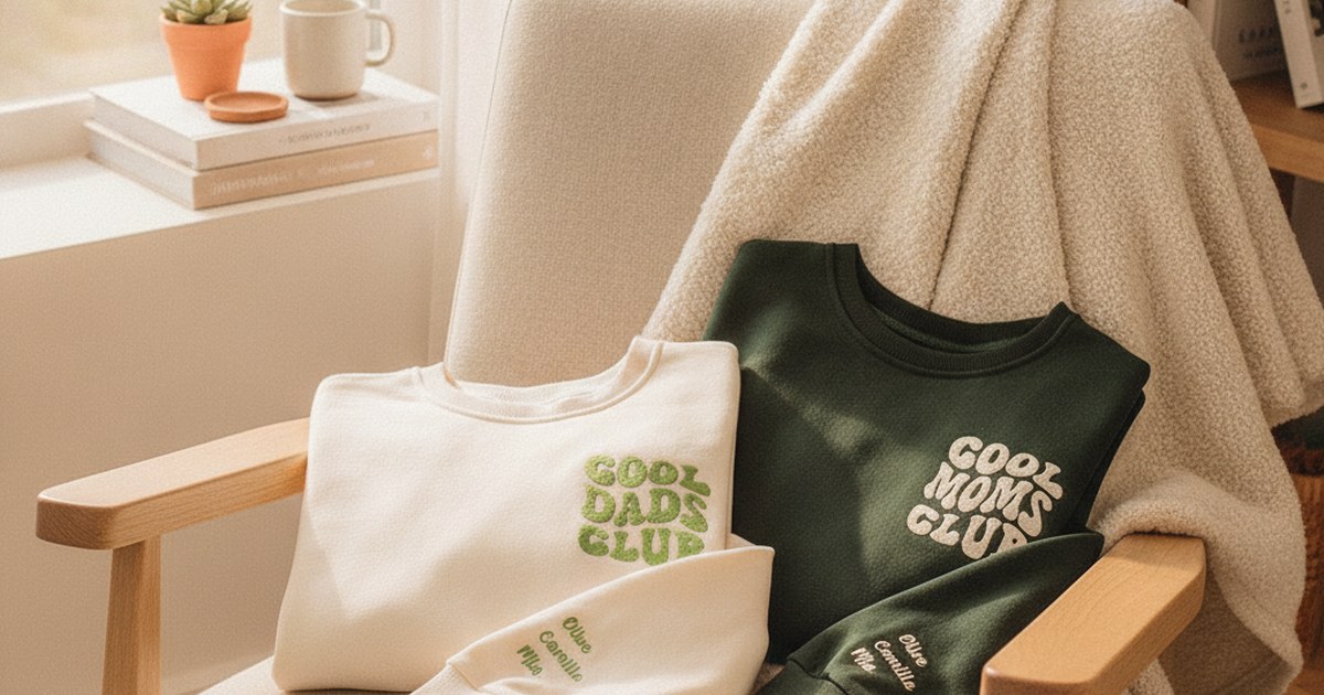 Rakkaimmat nimet sydämen päällä – Kirjailtu Cool Moms & Dads -puuvillapaita vanhemmille